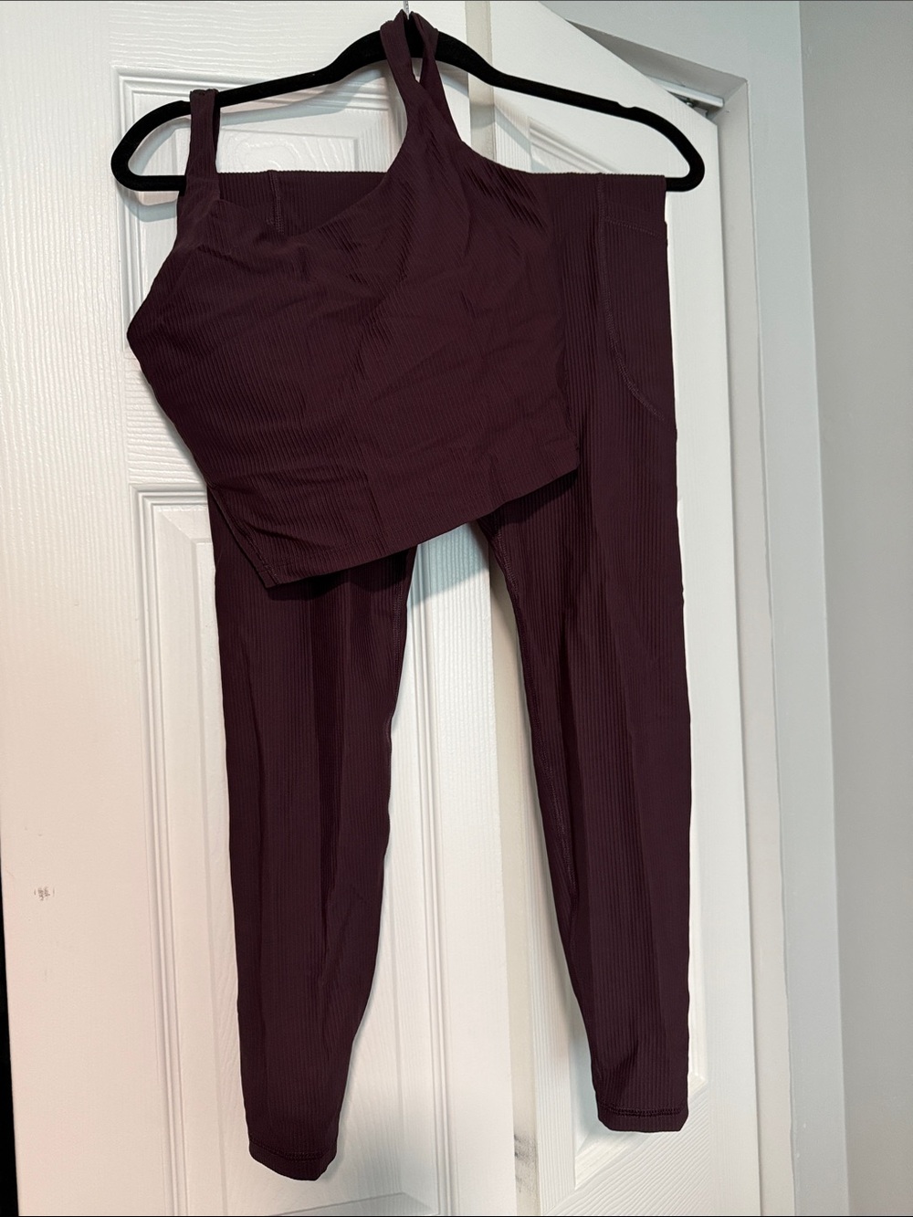 Old Navy Plum Ribbed legging and bra top